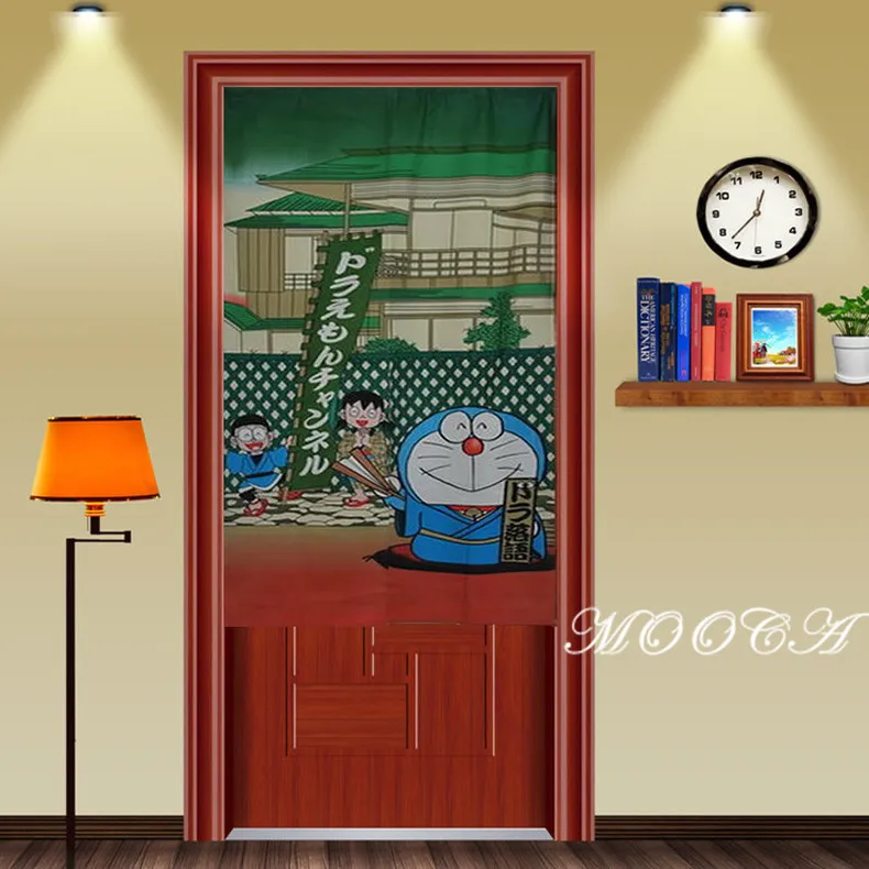 

85x145cm cartoon Cute Doraemon Robo Cat Fabric Door Curtain cotton&polyester Japanese style door curtain lucky curtains