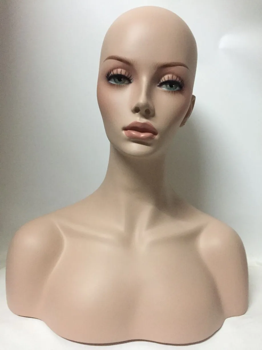 Realistic Fiberglass Female Wig Model Mannequin Head Bust For Wigs
