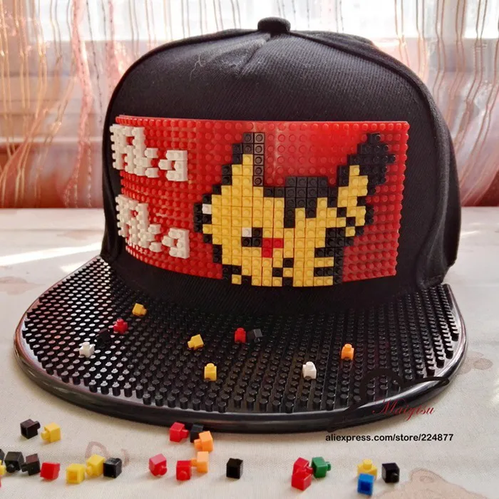 Бейсбольная кепка Pokemon Go Brick Pikachu, бейсболка в стиле хип-хоп, Кепка Snapback для мужчин и женщин, кепка со съемными блоками - Цвет: 9