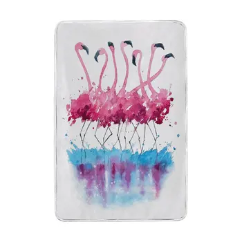 

Pink Flamingo Watercolor Blanket Soft Warm Cozy Bed Couch Lightweight Polyester Microfiber Blanket
