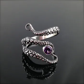 

Tentacle Ring Band Octopus Ring Seductive Tentacle Ring in ancient Plating purple Rhinestone by Octopus adjustable size