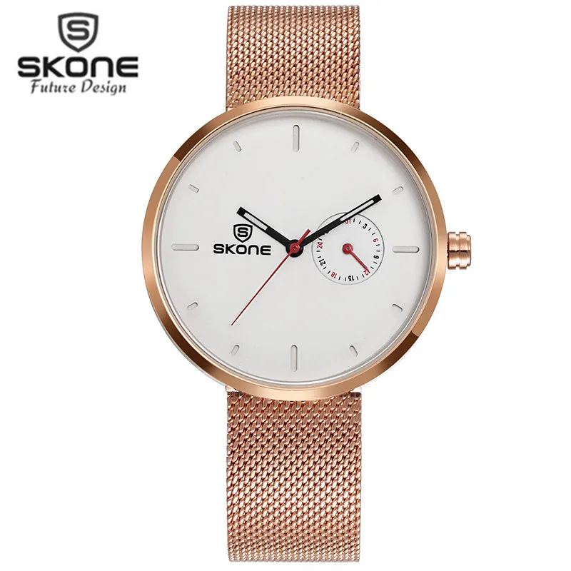 Goedkoop Skone Merk Vrouwen Polshorloge Mannen Rvs Gold Mesh Quartz Polshorloge Mode Vrouwen Klok Dameshorloge Relogio Feminino