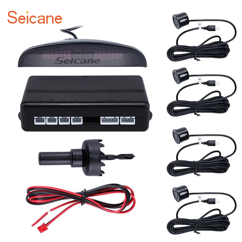 

Seicane Car Universal Parking Assistance System Reverse Sensor with Reversing System Monitor 4 Parking Sensor Visual LED
