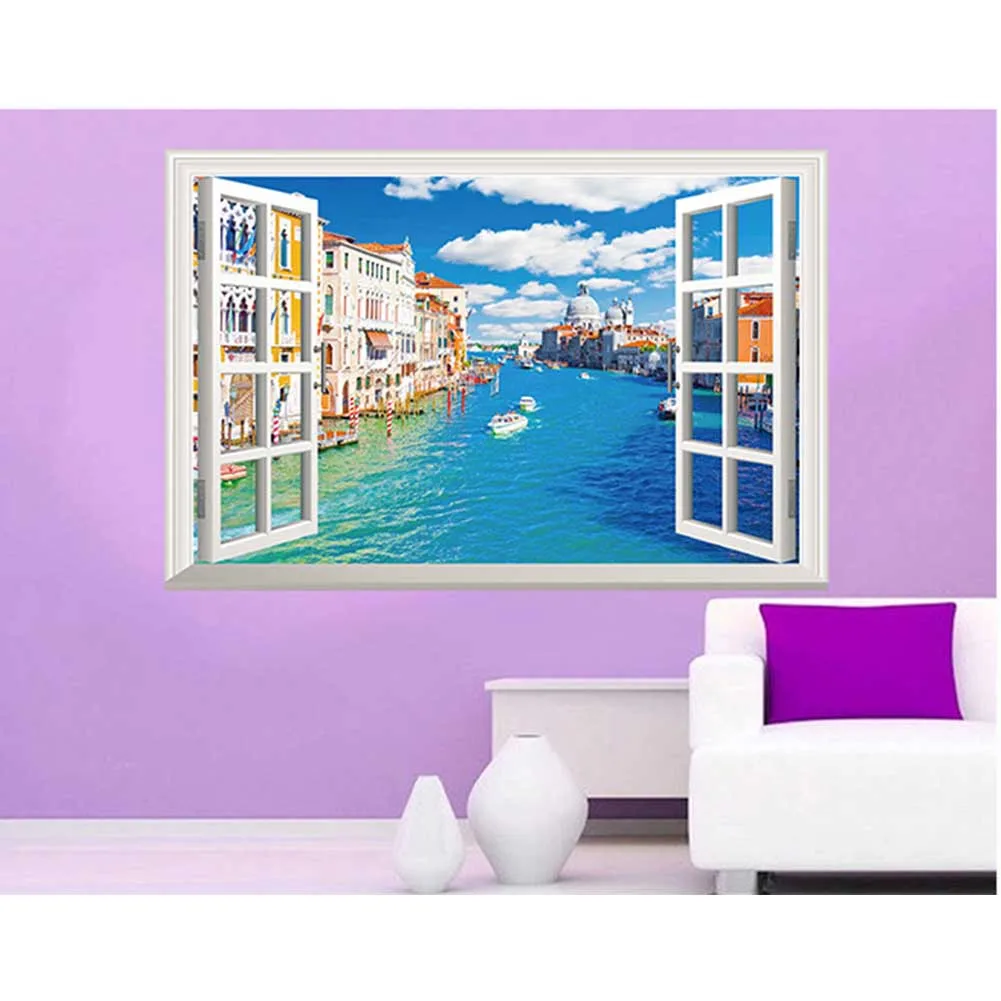 

4pcs 3D Wall Sticker Simulation Fake Window Landscape Removable For Home Office UYT Shop
