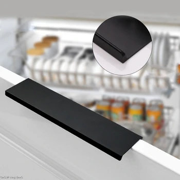 

Black Hidden Cabinet Handles Aluminum Alloy Kitchen Cupboard Door Pulls Drawer Knobs Furniture Bedroom Door Handle Hardware