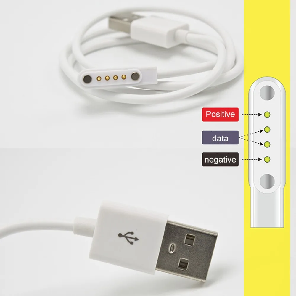 

Top Magnetic Charging Cable USB 2.0 Male to 4 Pins Magnetic Suction USB Charging Cable For Smart Watch GT88 G3 KW18 Y3 KW88 GT68