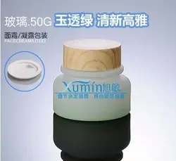 Ёмкость 50 г 200 шт./лот xnp крем бутылка стеклянная банка для крема с зеленым затенение деревянная крышка