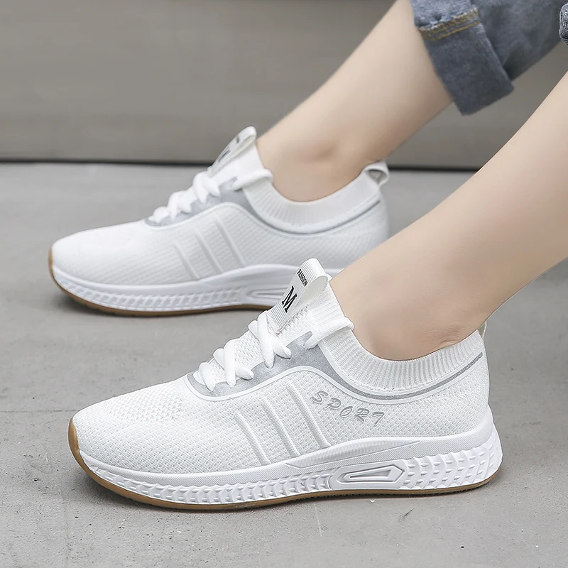 

Size 35-40 2019 New Breathable White Shoes Woman Flat Heels Summer Women's Cool Casual Sneakers School Girls Cotton Tenis Flats