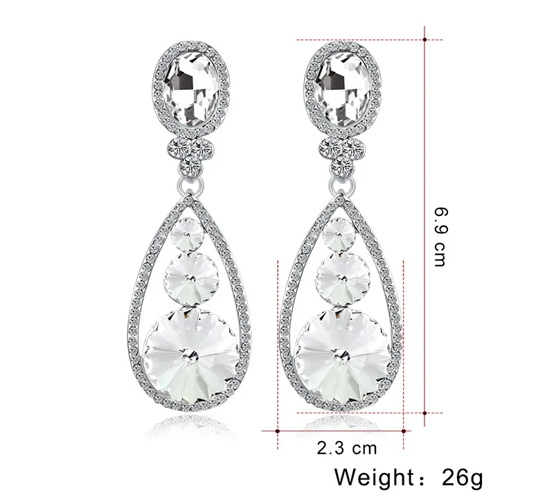 

SANDEI Wedding Jewelry Drop Earrings for Bride Trendy long Rhinestone Dangle Earrings women Ba214