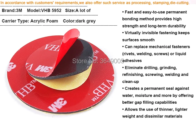 3m Vhb 5952 Black Heavy Duty Mounting Tape Double Sided Adhesive