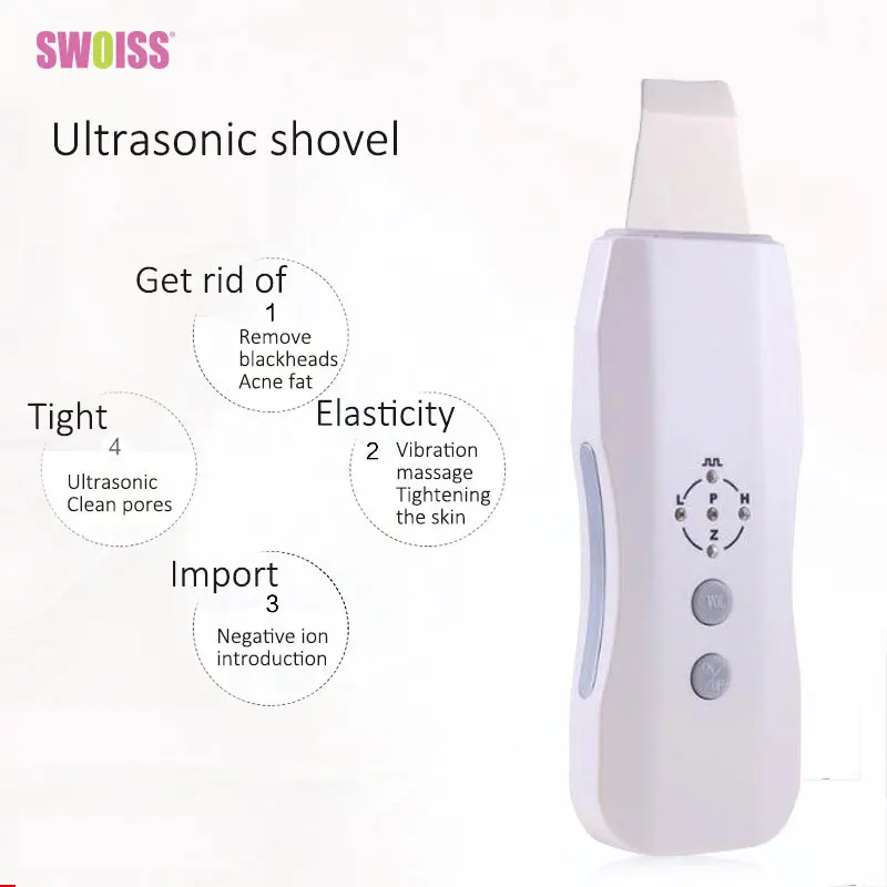 

SWOISS Ultrasonic Facial Blackhead Shovel Skin Machine To Rejuvenate Instrument Iontophoresis Beauty Cleansing Instrument