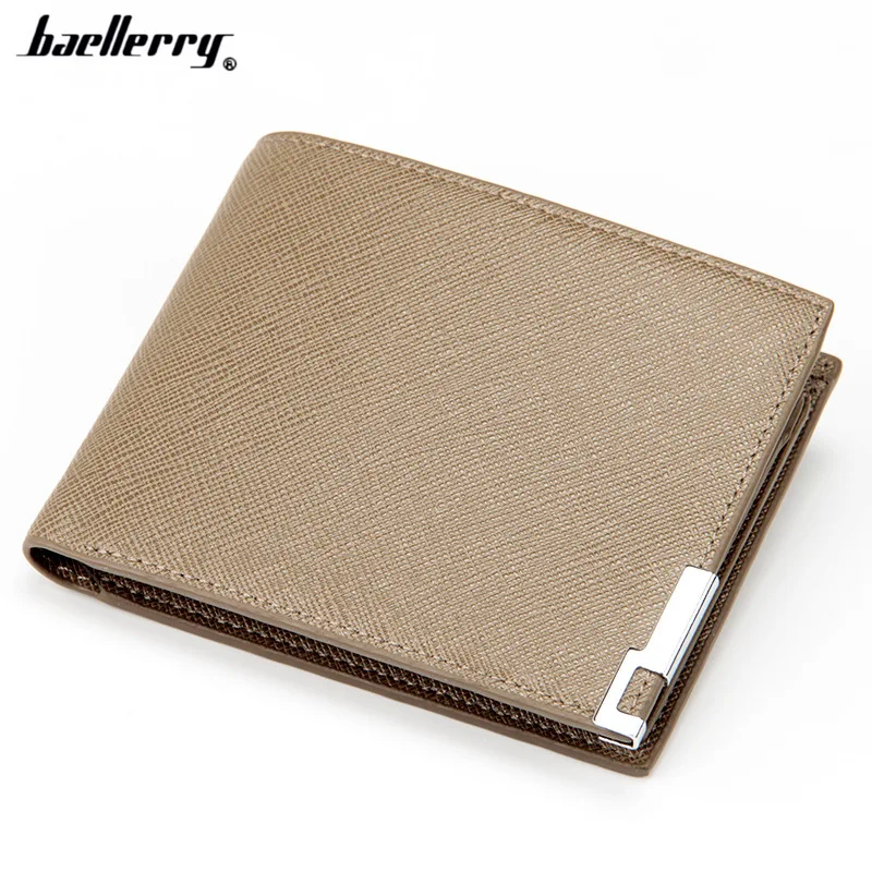

Baellerry Business Striped hasp Cross pattern Exposure design men wallets with coin pocket fashion quality purse wallet Letter