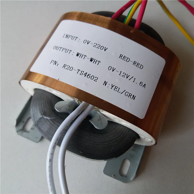 

12V 1.6A Transformer R Core R20 custom transformer 220V input 20VA copper shield DAC pre-amplifier HIFI decoder