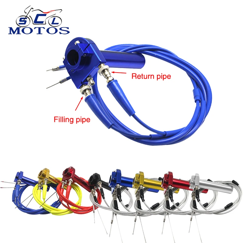 

Sclmotos- 22mm CNC Aluminum Motorcycle Throttle Quick Twister Grips +2 Pcs Throttle Cable Accelerator Moped Scooter Racing