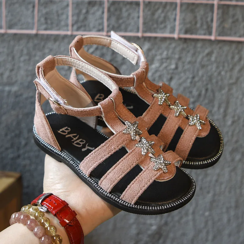 

KissMud 2019 Kids Summer Fashion Cut Outs Roman Shoes Girls New Zip Black Casual Sandals Children High Hop Pu Soft Dress Shoes