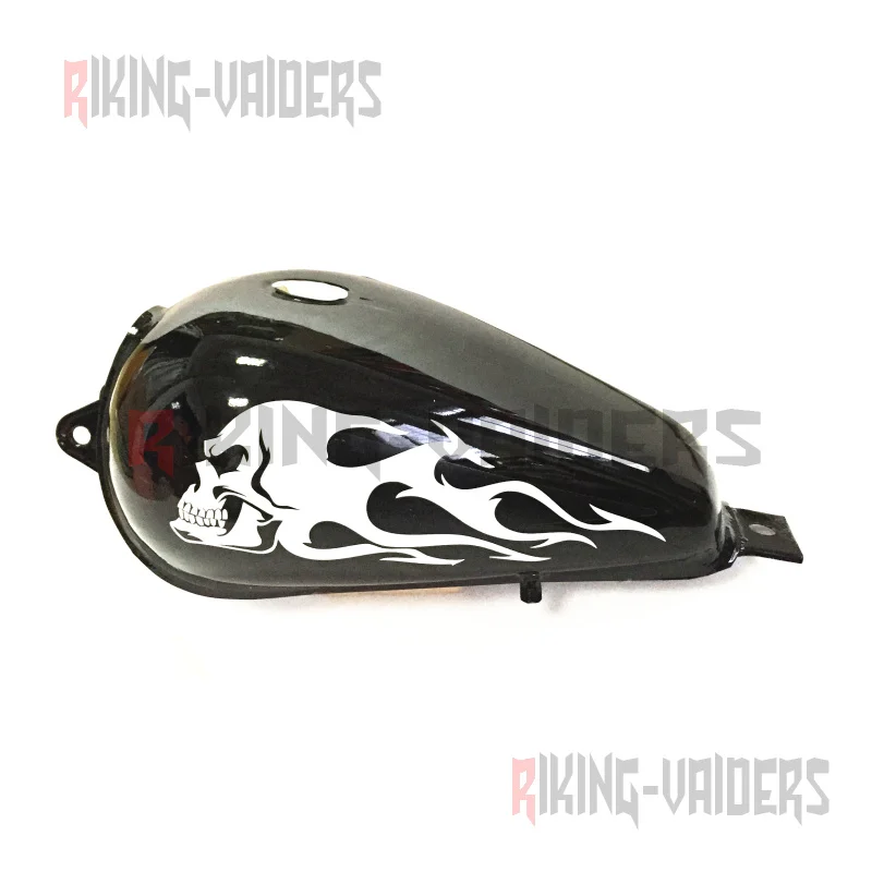 

Custom Flame Skull Decals Fuel Tank Stickers Saddlebag Sticker For Harley Sportster XL883 1200 Dyna Fat Boy Softail Touring