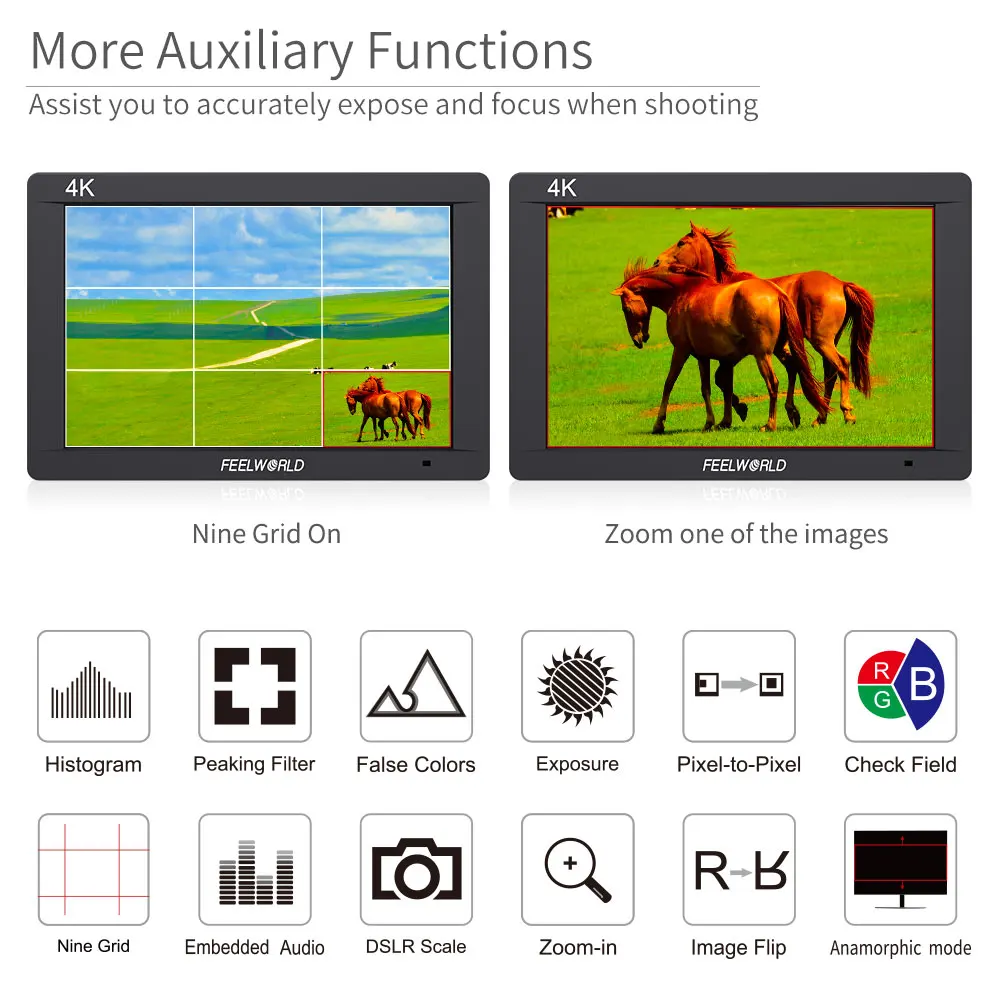 Feelworld FW703 7 дюймов на камеру DSLR монитор поле Full HD фокус видео помощь 1920x1200 ips с 4K HDMI 3g SDI вход гистограмма