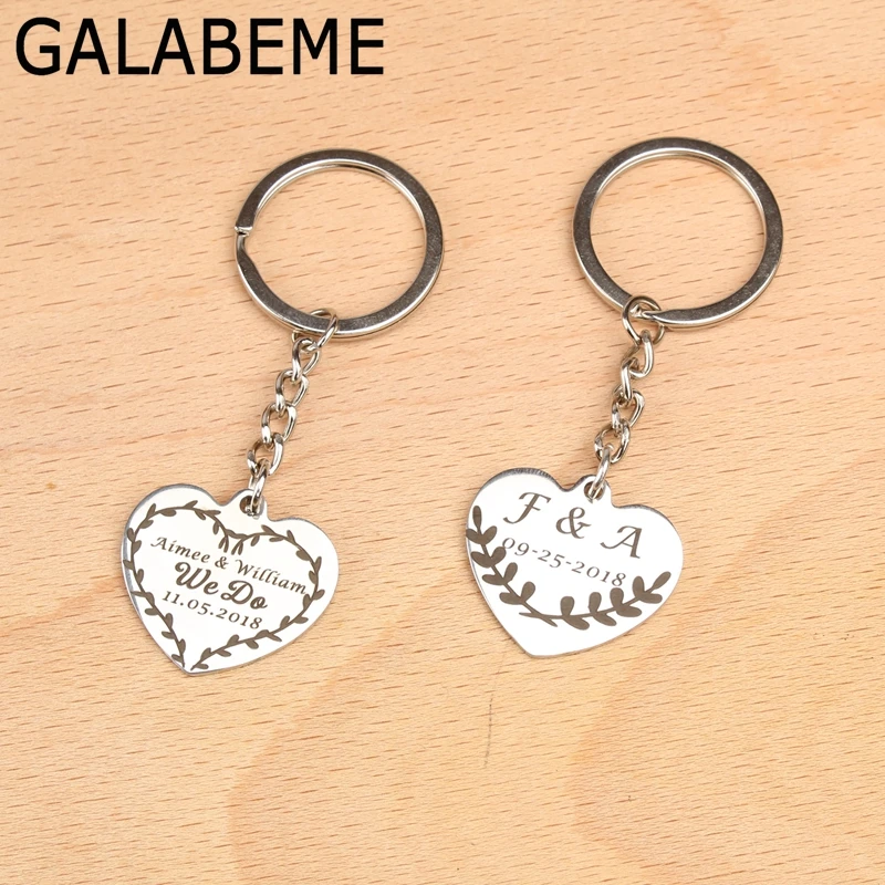

10PCS alloy Personalized names date heart keychain wedding favors and gifts wedding gifts for guests wedding party souvenirs