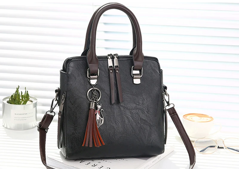 Vintage Leather Ladies HandBags Women Messenger Bags TotesTassel Designer Crossbody Shoulder Bag Boston Hand Bags