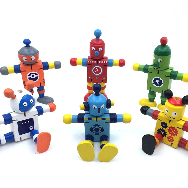 

DIY Creative Individual Building Block Toys for Children's Wooden Early Education Wooden Deformation Elastic Robot Toys