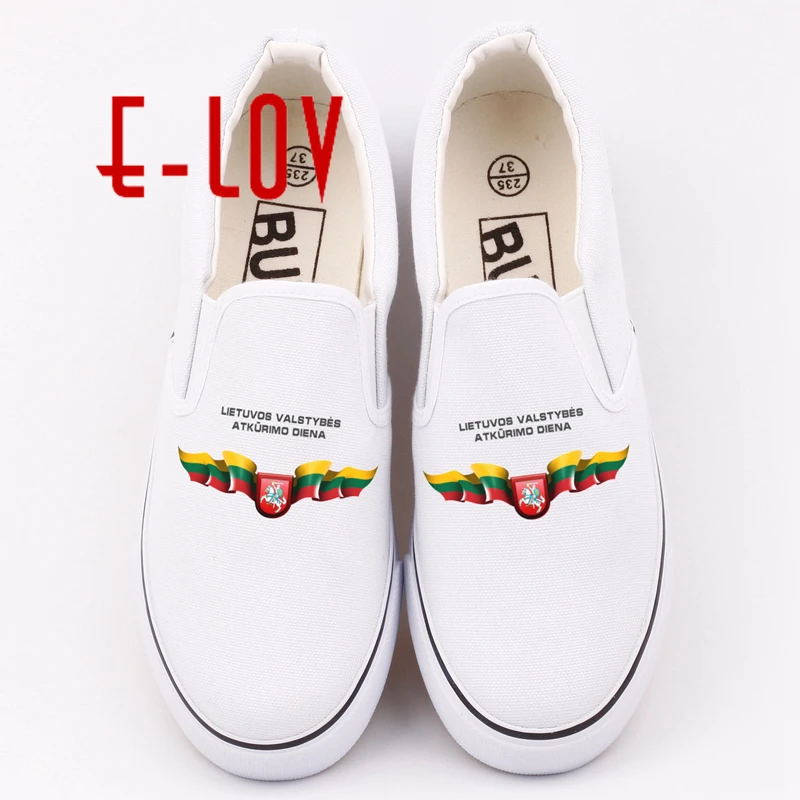 

E-LOV Custom Country Lithuania National Flags Canvas Shoes Printing Lietuvininks Lithuanians Casual Shoes Loafers