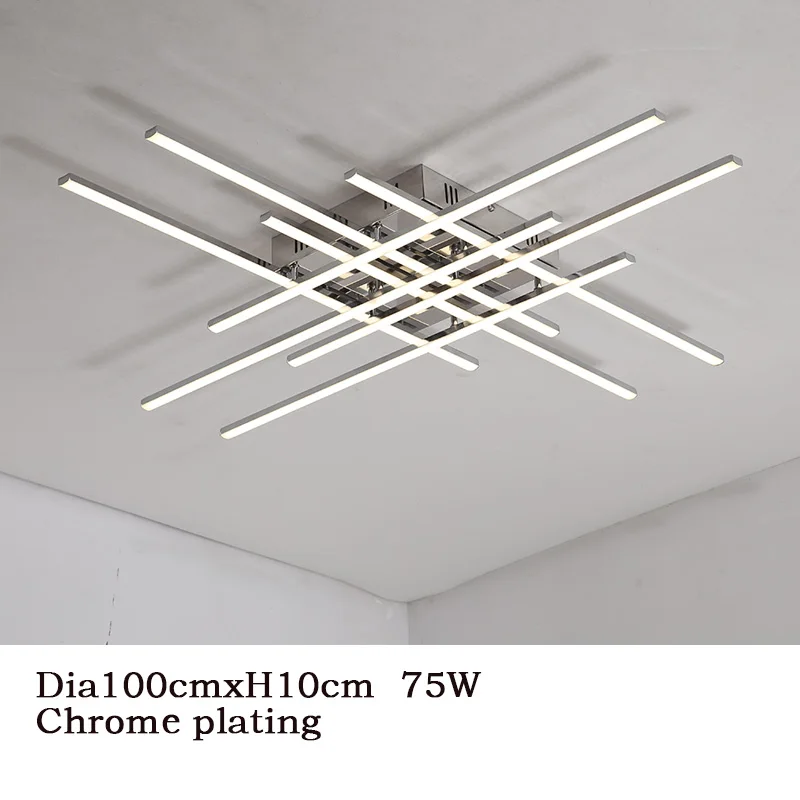 Современный светодиодный светильник для люстры, хромированный металлический подвесной светильник для столовой, подвесной светильник для гостиной - Цвет абажура: Dia1000mm  Chrome