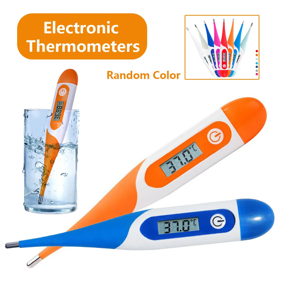 

Color Random LCD Soft Head Thermometer Waterproof Adult Children Kids Baby Electronic Thermometer Mouth Underarm Temperature