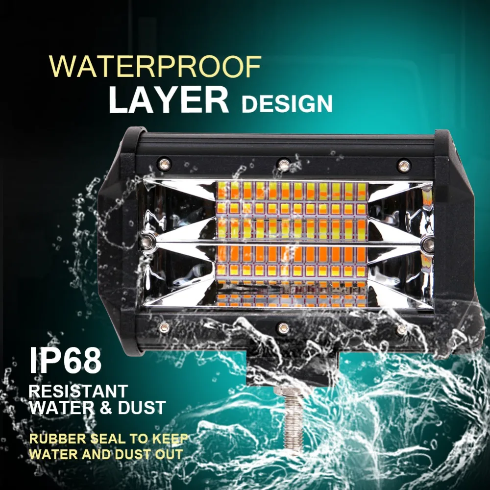 ECAHAYAKU 1x5 дюймов 11 дюймов 72 Вт 144 Вт светодиодный свет бар НАВОДНЕНИЕ Янтарный/белый луч для внедорожников 4X4 грузовиков Вождение работы pick Up