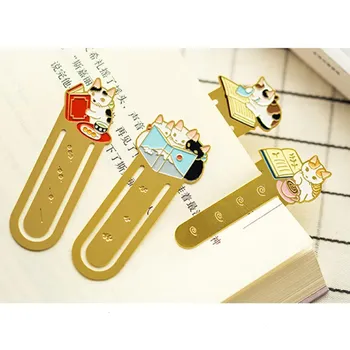 

1 Pc Bookmark Cartoon Pottering Cat Bookmark Book Markers Book School Office Supplies Stationery Kittens Metal Bookmark