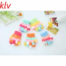 Детские теплые перчатки для мальчиков и девочек, толстые коралловые флисовые митенки для пальцев для детей