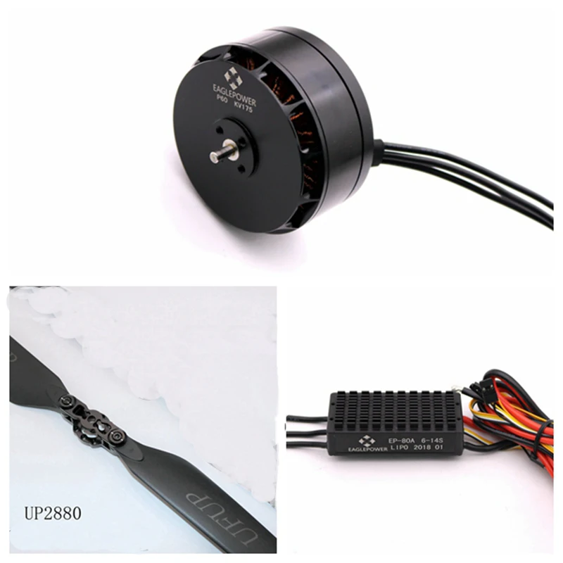 

1Set Eaglepower P60 Plant UAV Drone Single Axis Power Kit KV175 12S Brushless Motor+UP2380 Carbon Fiber Folding Props+EP80A ESC