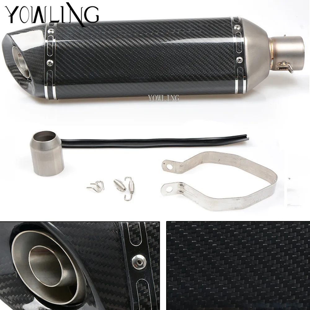 

Motorcycle Real Carbon Fiber Exhaust Muffler Pipe Escape For Yamaha R1 R3 R6 FZ1 FZ6/R FZ07 FZ8 FJR1300 MT01 MT07 YFM600 FZR FZS