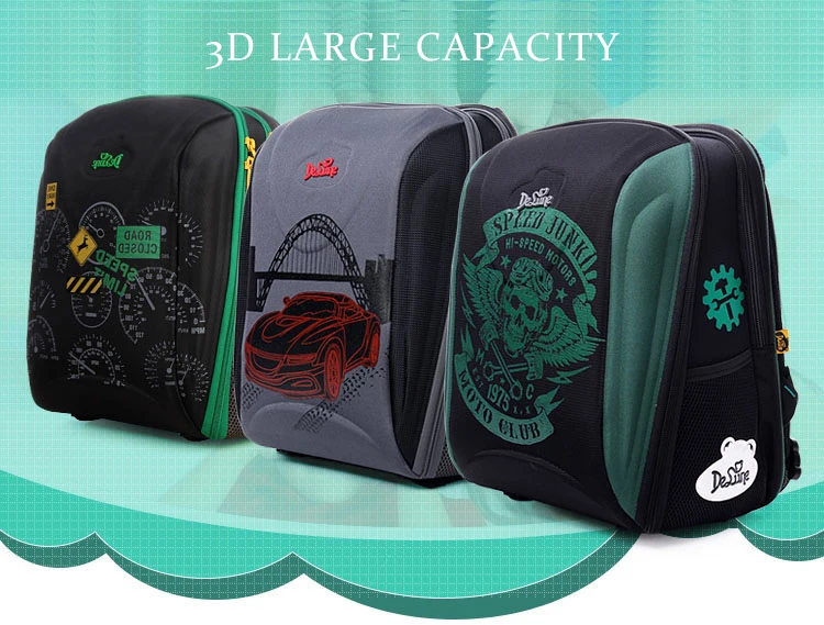 Delune/новые детские школьные сумки для девочек и мальчиков; ортопедические рюкзаки с рисунком медведя и автомобиля; школьные рюкзаки; Mochila Infantil; Класс 1-5