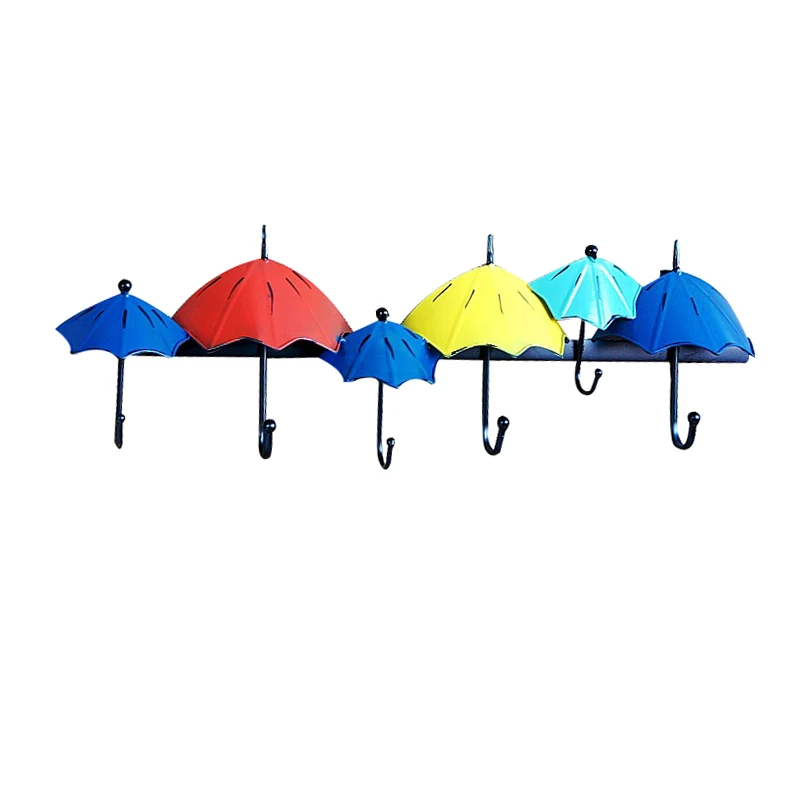 

Small Fresh Colorful Umbrella Hook Wall Key Hanger Creative Metal Multifunction Key Holder Wall Home Living Room Wall Decoration