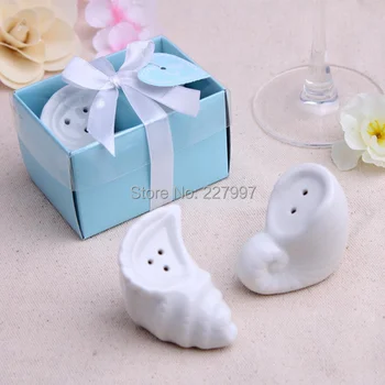 

100pcs= 50sets/lot FREE SHIPPING NEW The Ocean Style A Pair Of Conch Salt and Pepper Shakers Set Wedding Favors and Gifts