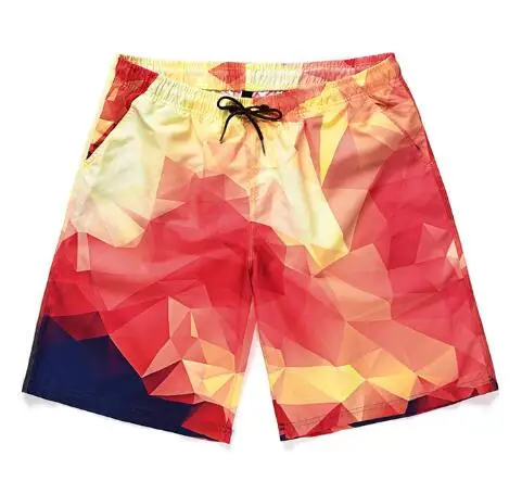 

2019 summer color gradient checked print beach pants street casual fashion men's swimming trunks sunga masculina usa