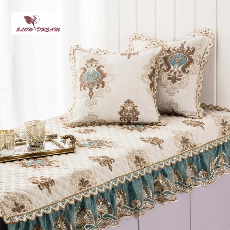 

Slow Dream Balcony Tatami Window Seat Cushion Decor European Nordic Style Lace Wave Window Bed Adult Child Decor Seat Cushion