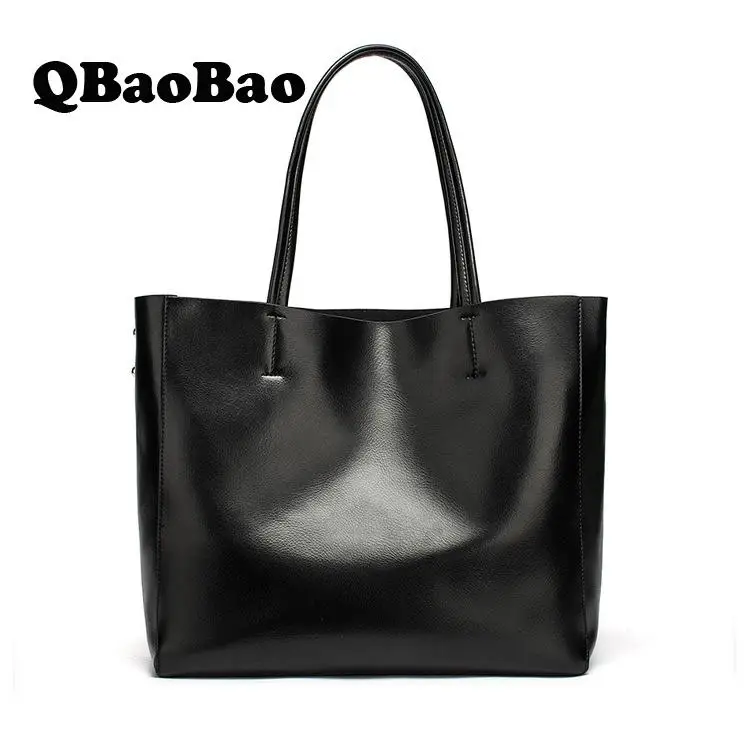 

Real Leather Women Bag 2017 Simple Design Large Size Female Handbag Cowhide 2 Pcs Set Composite Bag Shoulder Tote Hand Bag