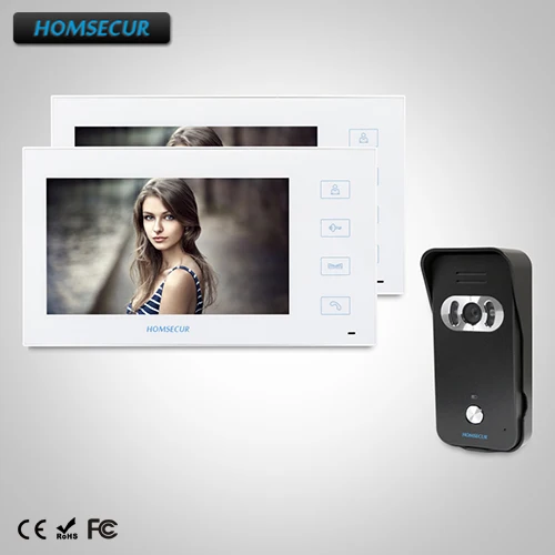 

HOMSECUR 7" Wired Video&Audio Smart Doorbell+IR Night Vision for Apartment :TC021-B + TM704-W