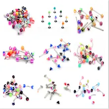 50 шт., смешанные партии, акриловые кольца из нержавеющей стали для бровей, пупка, живота, губ, языка, пирсинга носа для женщин, ювелирные изделия для пирсинга тела