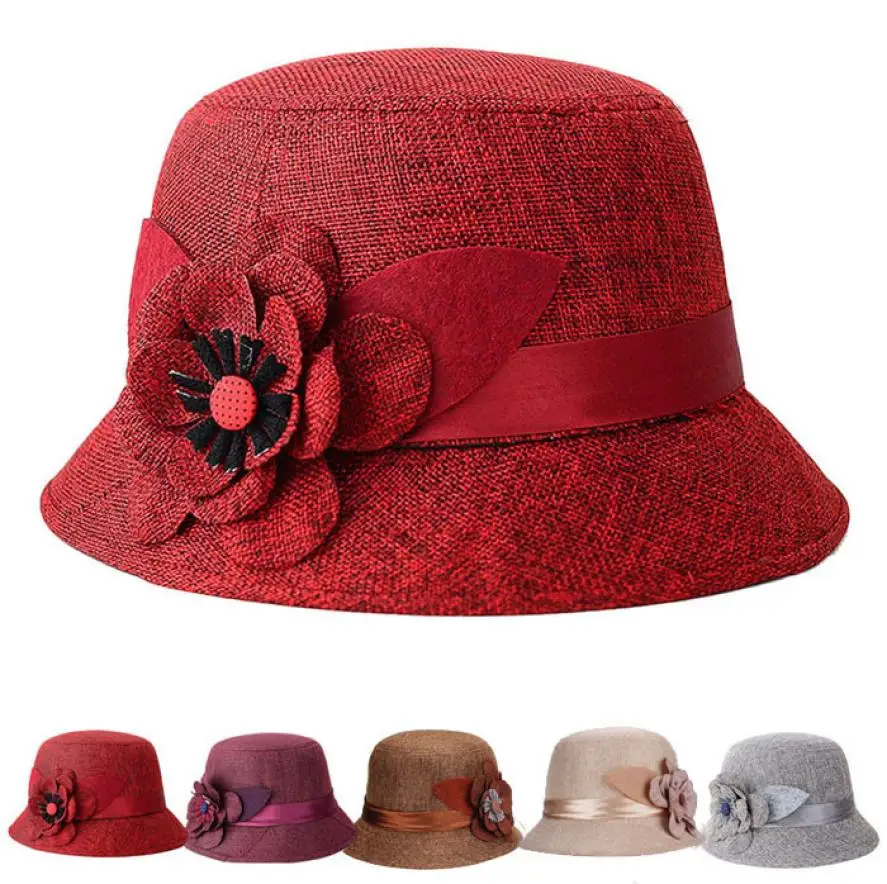

Women Flax Flower Hat Bowler Billycock Cap Hot Sales Vintage Retro Bowler Caps Princess caps chapeau femme Hat Ca p For Woman