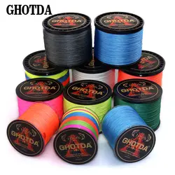 GHOTDA плетеной лески 300 м 500 м 1000 м 4 пряди Multifilament Рыбалка провода ловли карпа 10-120lb