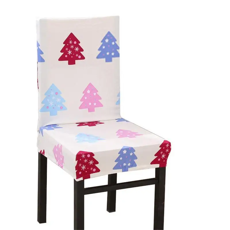 Счастливого Рождества цветочный принт Санта накидка на стул из спандекса эластичный стрейч съемный обеденный стул крышка Рождественское украшение для дома чехол для сиденья - Цвет: Fashion life