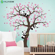 С изображением милой панды и цветущее дерево вишни настенное украшение для детской комнаты большое дерево наклейки на стену для детской комнаты для девочек и мальчиков комната стены татуировки A400