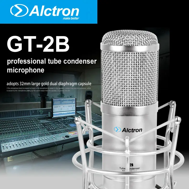 Alctron GT-2B вакуумный трубчатый конденсаторный микрофон профессиональный трубчатый конденсаторный микрофон с амортизатором и блоком питания