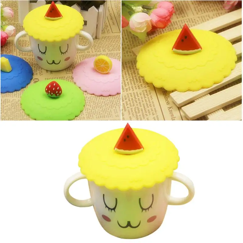 

Dustproof Silicone Cup Lid Creative Watermelon Shaped Lid Leakproof Cover Cup Lids Suction Seal Cover For School Office Home