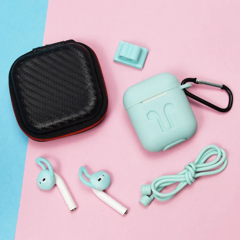 

6 IN 1 Silicone Wireless Earphones Case Set Earbud Earphone Storage Bag Protective Cover Fashion Sleeve For Airpod