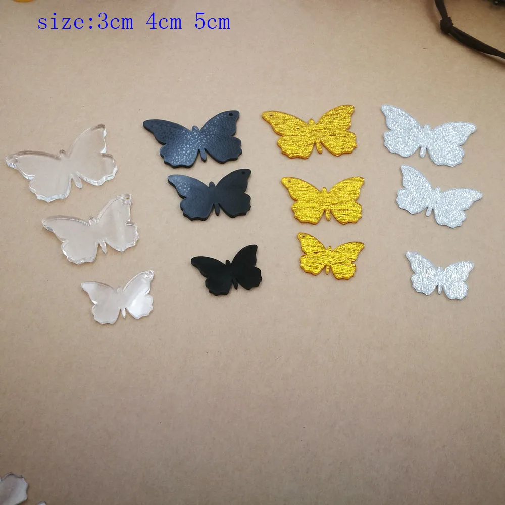 (50pcslot)One Hole Clear Blank Acrylic Keychains butterfly Blank Unfinished acrylic wedding crafts bulk scrapbooking card3