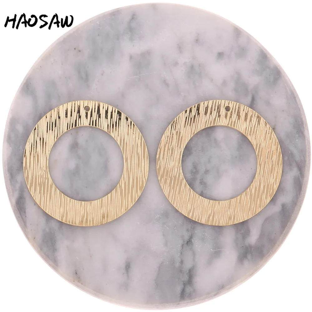 

HAOSAW 40MM 6Pcs/Lot Round Wire Drawing Charm Earring Accessories Parts/Handmade Jewelry Findings/Earrings Accessories