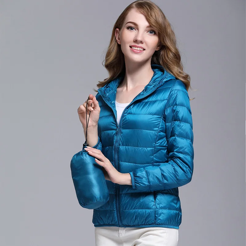 Online Frauen Weiße Ente Unten Jacke Herbst Weibliche Ultra Licht Unten Jacken Schlank Solide Lange Hülse Mit Kapuze Parkas Candy Farbe